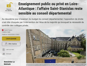 Enseignement public ou privé en Loire-Atlantique : l’affaire Saint-Stanislas reste sensible au conseil départemental 