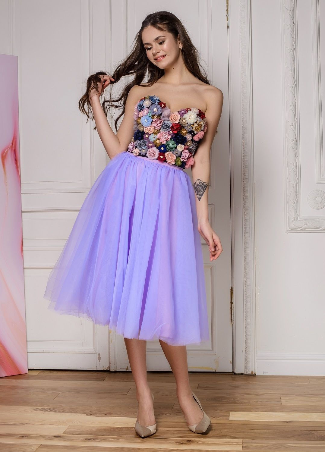 Миди юбка лавандового цвета