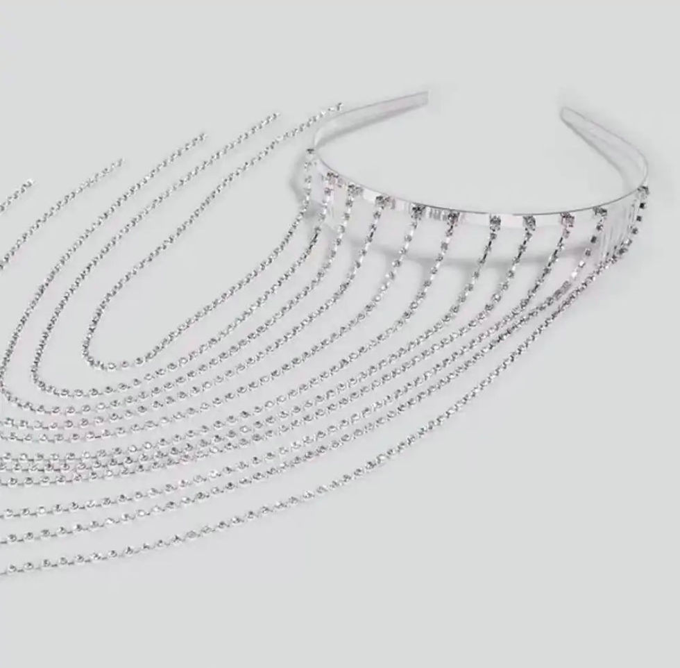 Ободок с нитями из страз