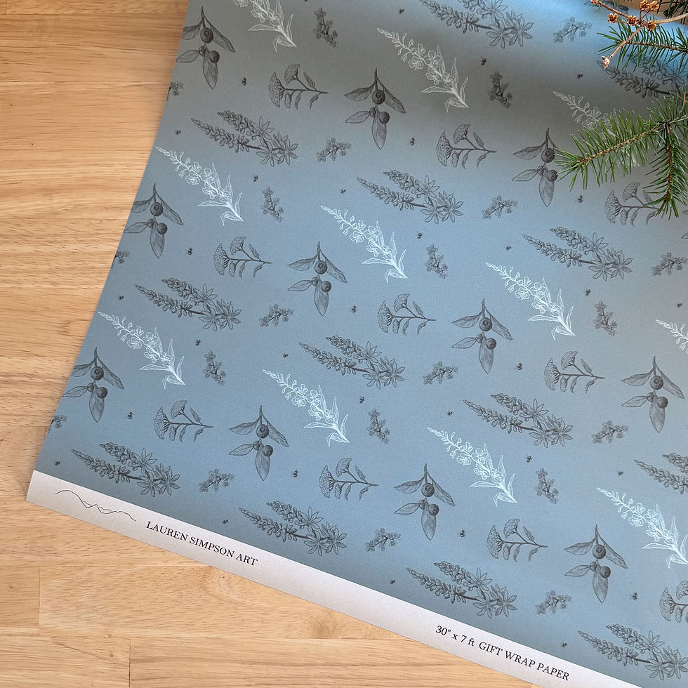 Botanical Blue Gift Wrap Paper