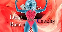 A negative of RuPaul posing like a wrestler.