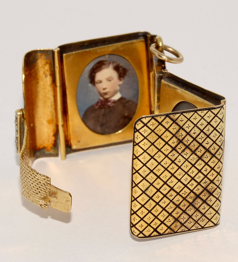 Thumbnail: Sensational Suffragette Victorian 4 Picture Enamel Diamond 15-18K Gold Book Lock