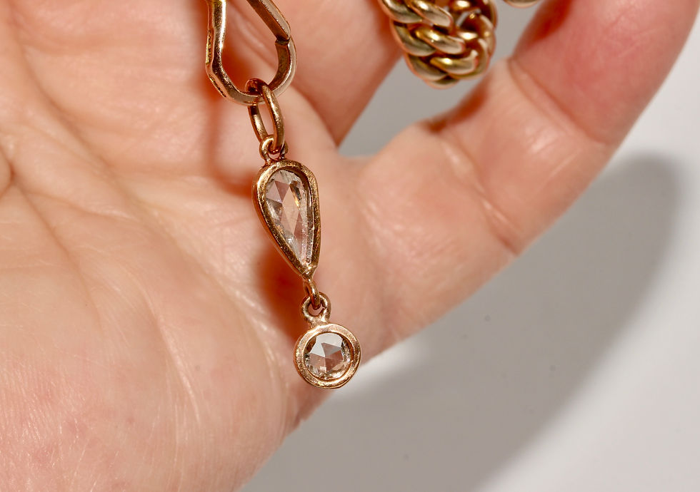 Thumbnail: Antique Components Contemporary Rose Cut Diamond Exclamation Mark Charm Pendant