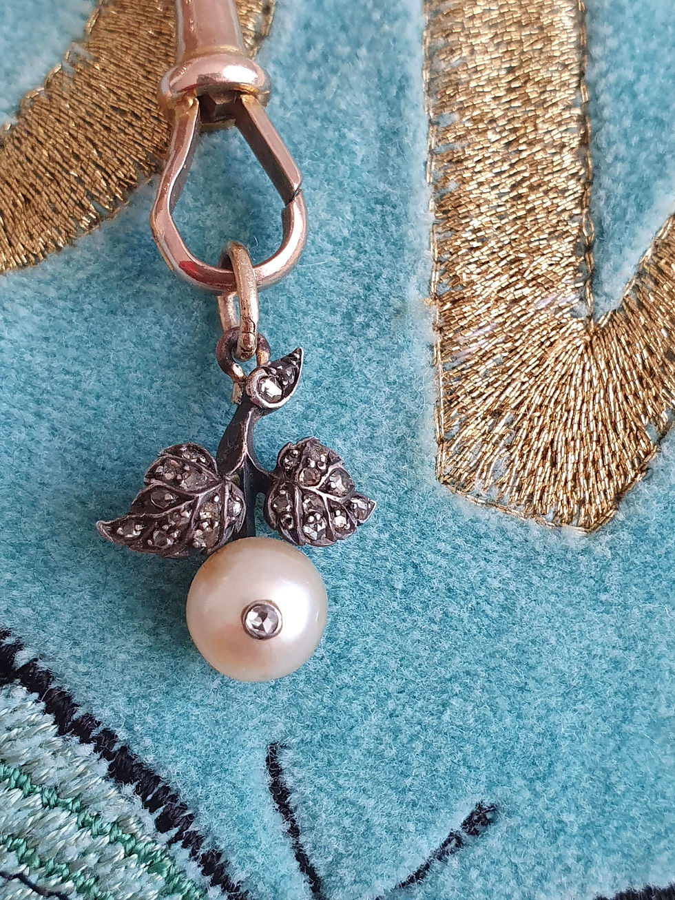Thumbnail: Antique Victorian Pearl Rose Cut Diamond Pendant