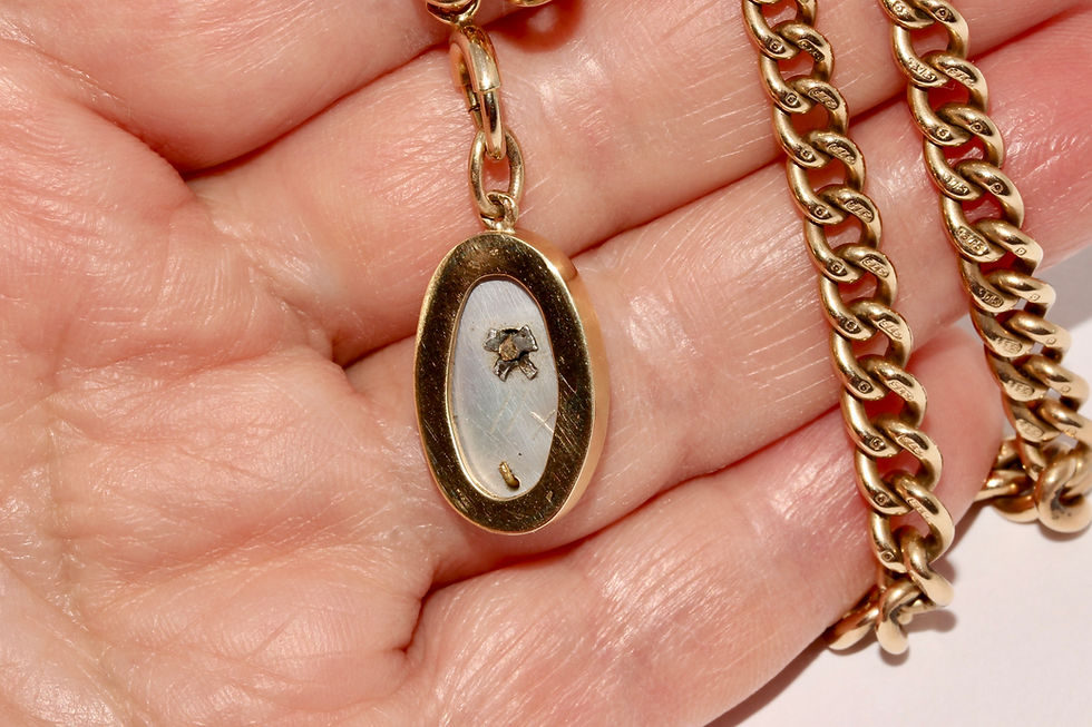 Thumbnail: Antique Enamel Diamond Lucky Four Leaf Clover Pendant