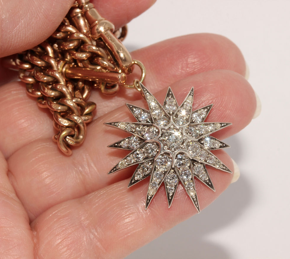 Thumbnail: Gorgeous Antique Victorian Celestial Diamond Star Pendant