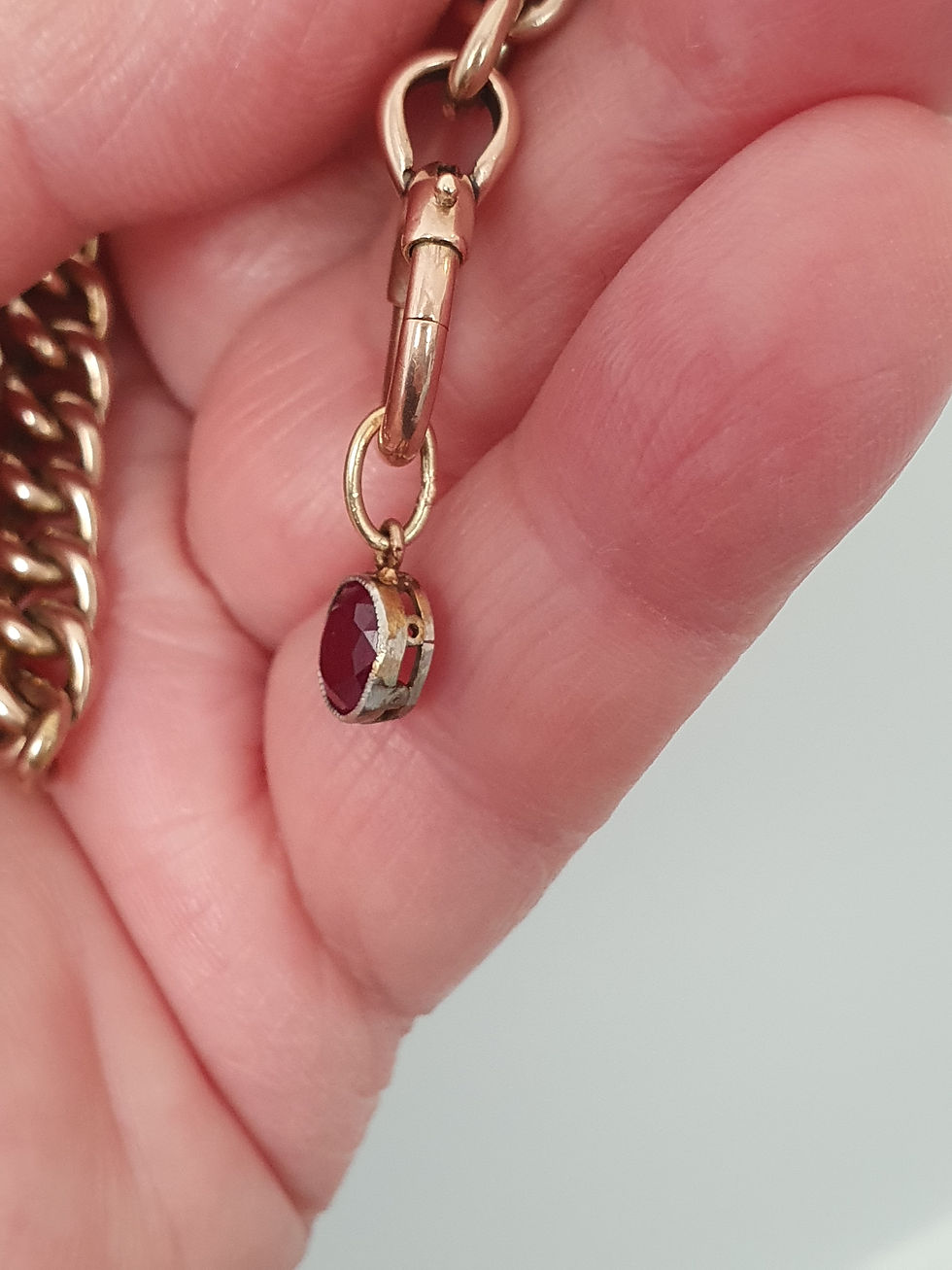 Thumbnail: Antique Art Deco Natural Ruby Pendant Charm Dangler