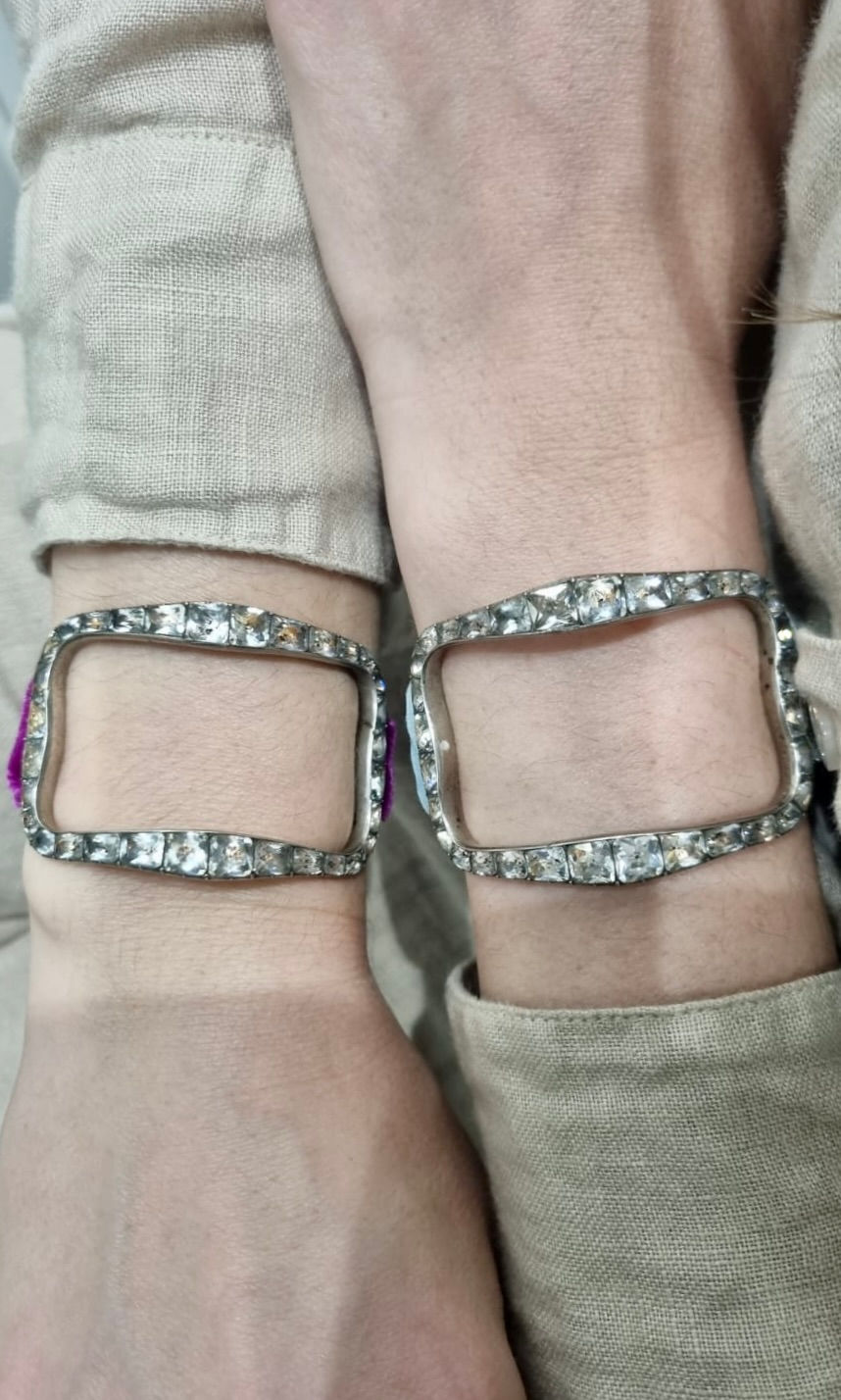 Thumbnail: Stunning Antique Georgian Paste Buckle Conversion Cuff Bangle Bracelet