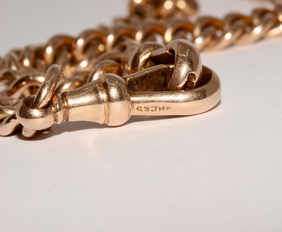 Thumbnail: Antique 16.5 Inch 9K Rose Gold Albert Chain Necklace Dated 1920