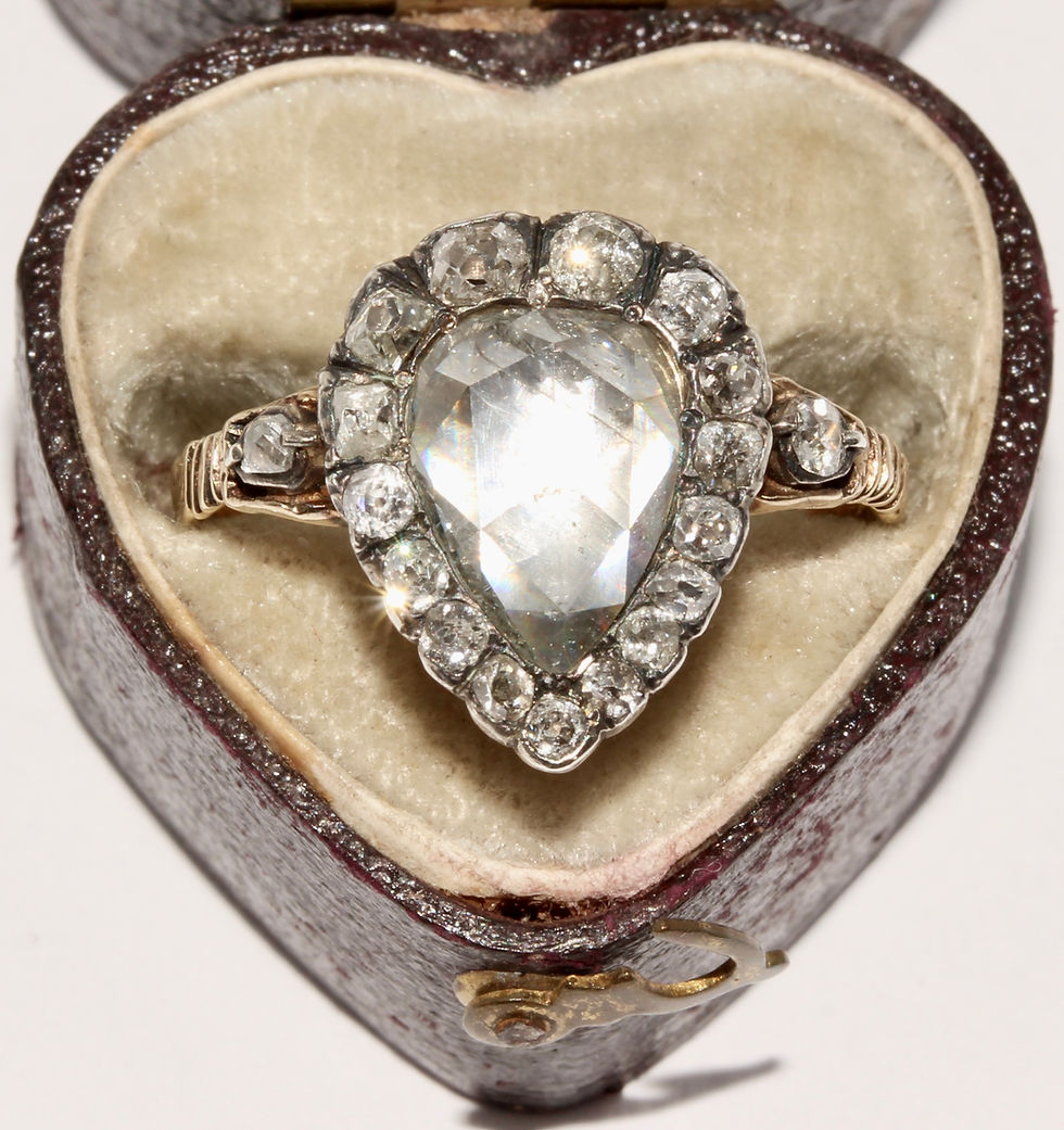 Thumbnail: Stunning Antique Georgian Rose Cut Diamond Heart Cluster Ring