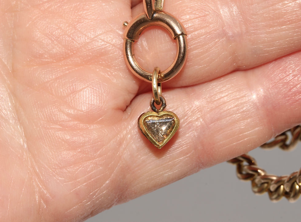 Thumbnail: Antique Indian Mughal Diamond Enamel Heart Pendant Charm Dangler