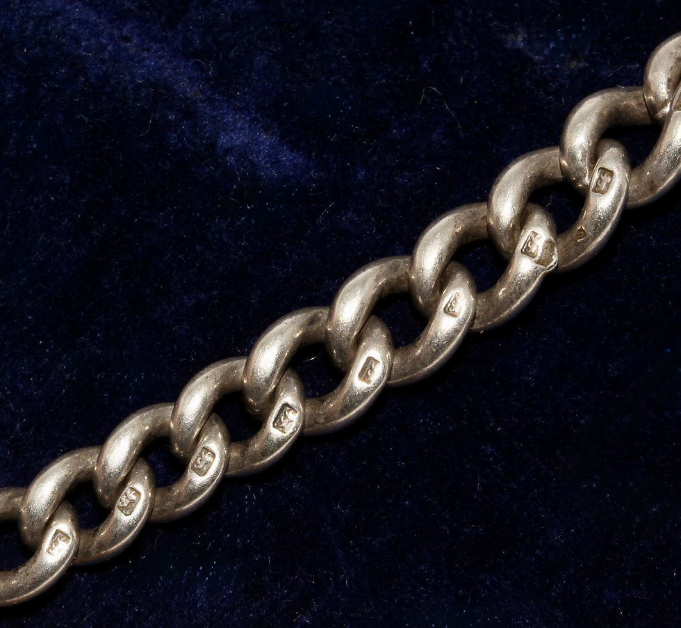 Thumbnail: Antique Victorian 15.2 Inch 58.7 Grams Solid Silver Albert Chain Necklace