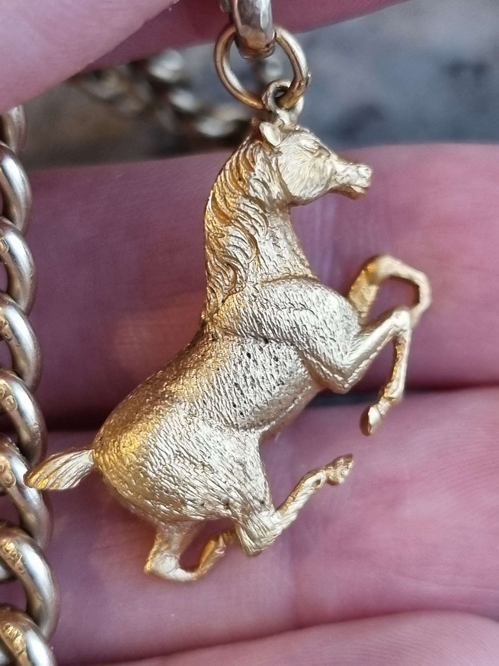 Thumbnail: Heavyy Antique Victorian 18 Carat SOLID Gold Horse Pendant