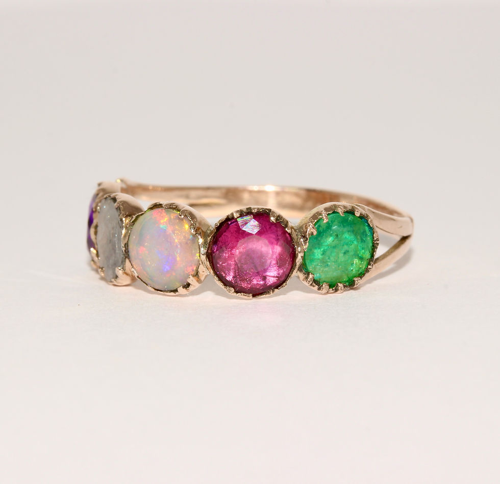 Thumbnail: Antique Georgian Acrostic ADORE Half Hoop Stacking Ring