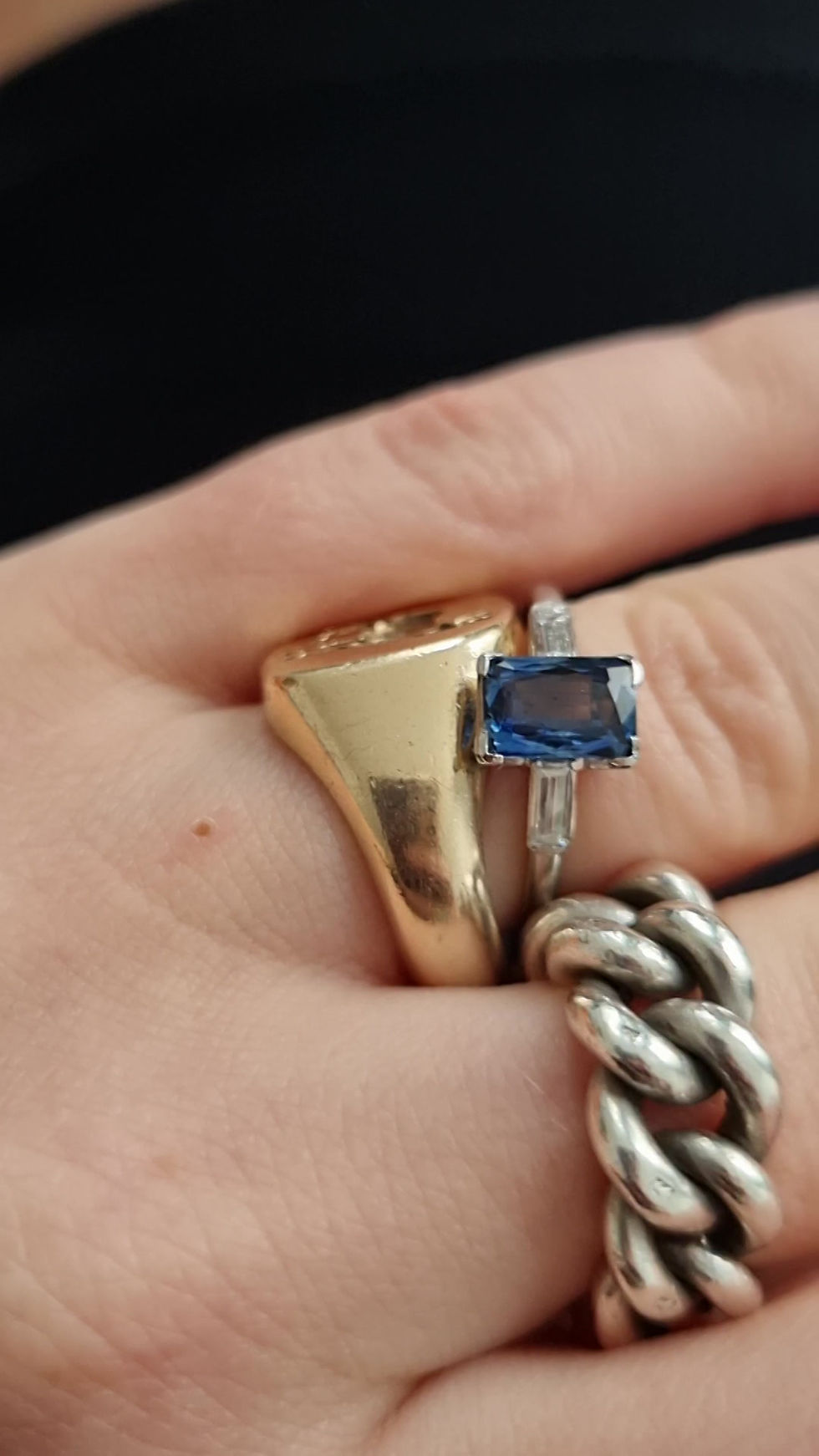 Thumbnail: Art Deco Sapphire Diamond Platinum Engagement Ring