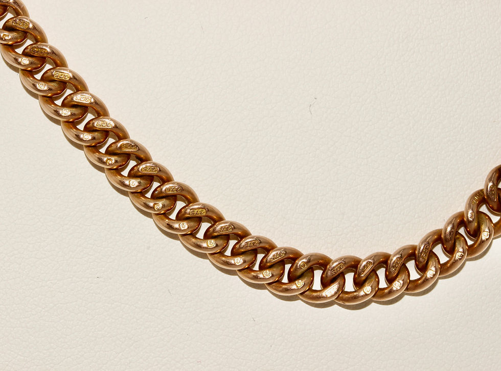 Thumbnail: Antique 16.5 Inch 9K Rose Gold Albert Chain Necklace Dated 1920