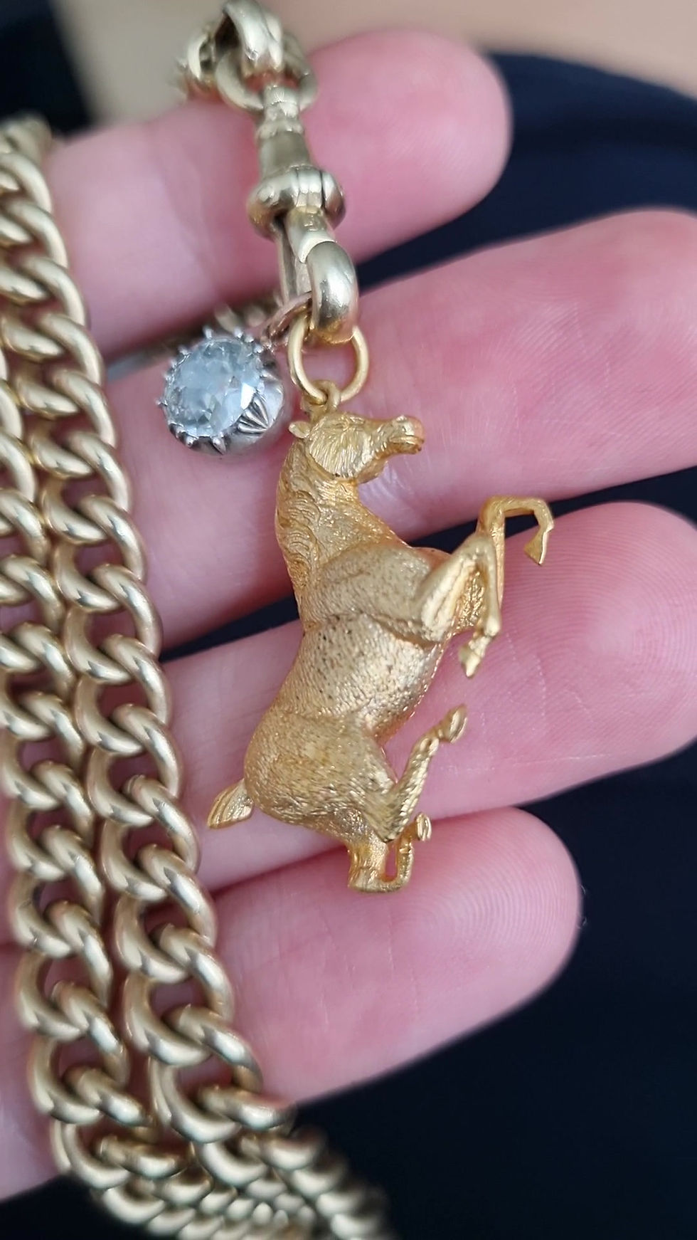 Thumbnail: Heavyy Antique Victorian 18 Carat SOLID Gold Horse Pendant