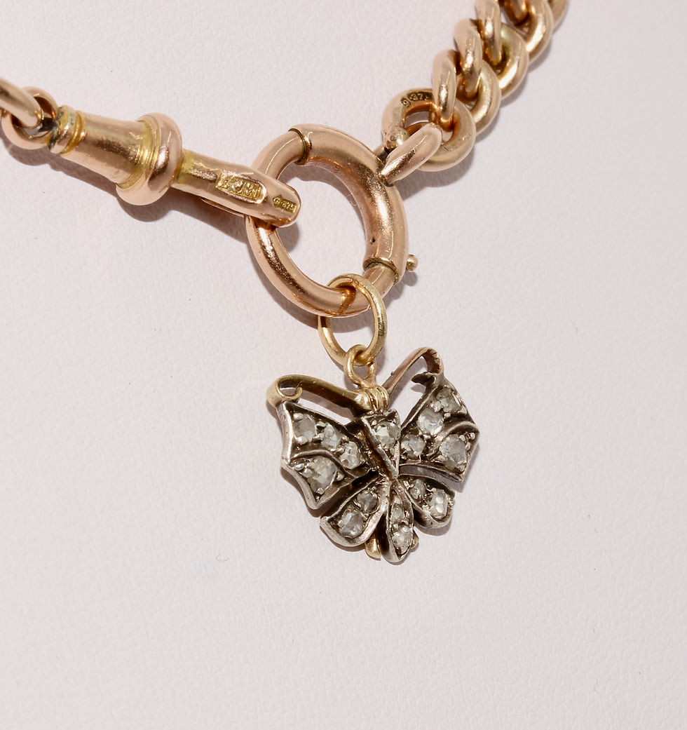Thumbnail: Antique Victorian Era Continental Europe Rose Cut Diamond Butterfly Pendant