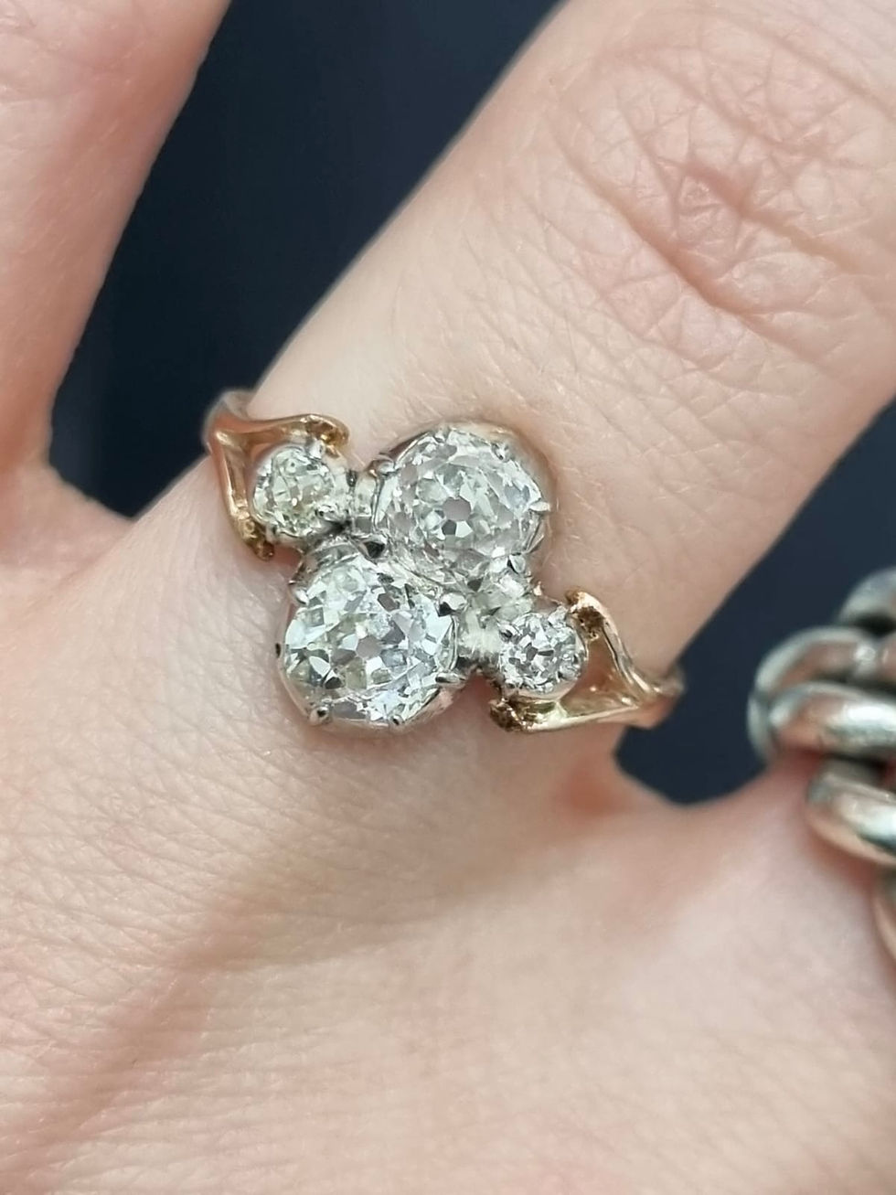 Thumbnail: Antique Early Victorian Old Mine Cut Diamond Ring