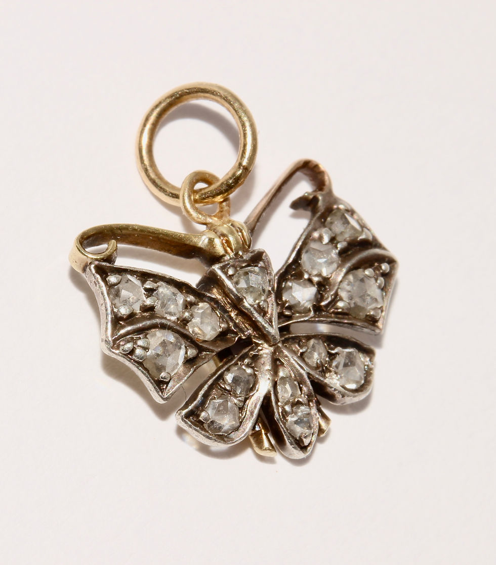 Thumbnail: Antique Victorian Era Continental Europe Rose Cut Diamond Butterfly Pendant