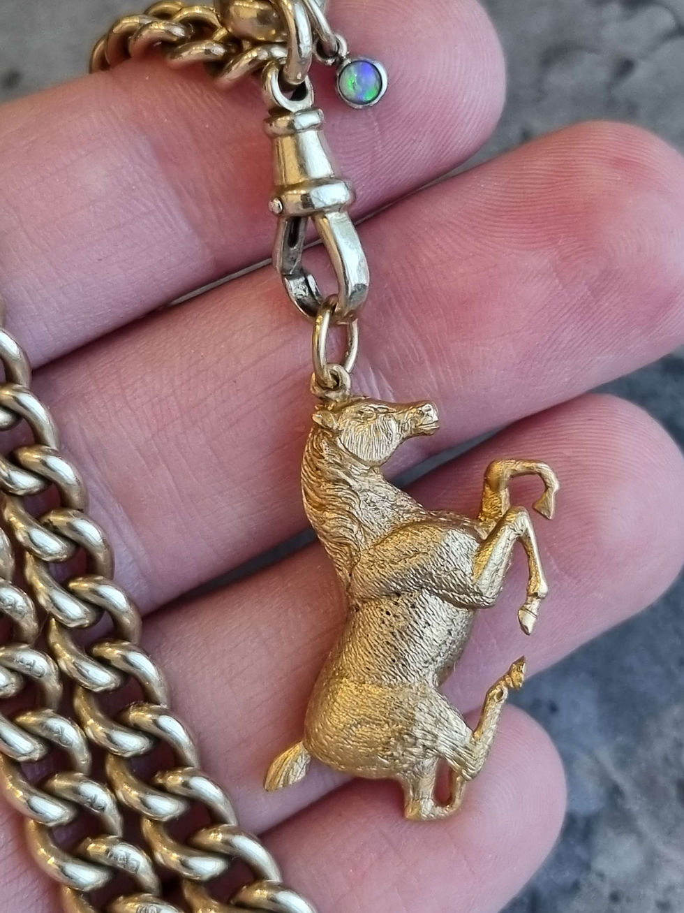 Thumbnail: Heavyy Antique Victorian 18 Carat SOLID Gold Horse Pendant