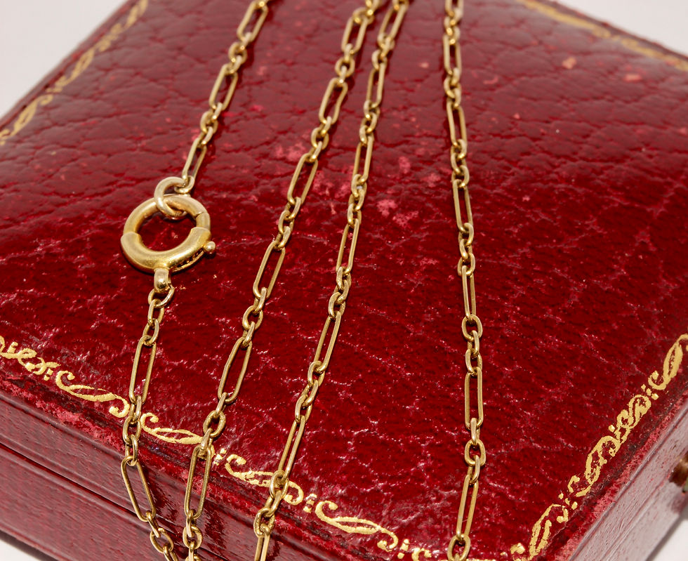 Thumbnail: Antique Edwardian 15K Gold 17.75 Inch Figaro Link Chain Necklace