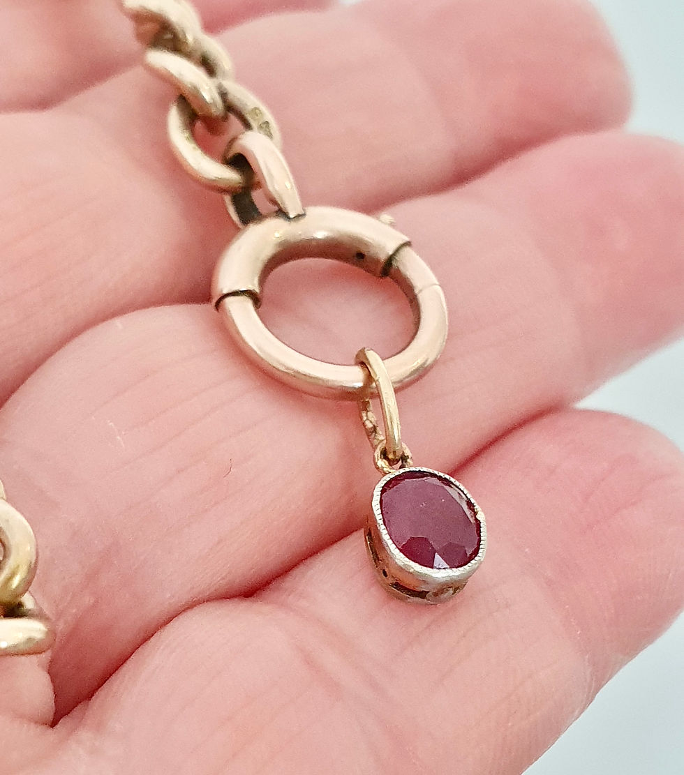 Thumbnail: Antique Art Deco Natural Ruby Pendant Charm Dangler