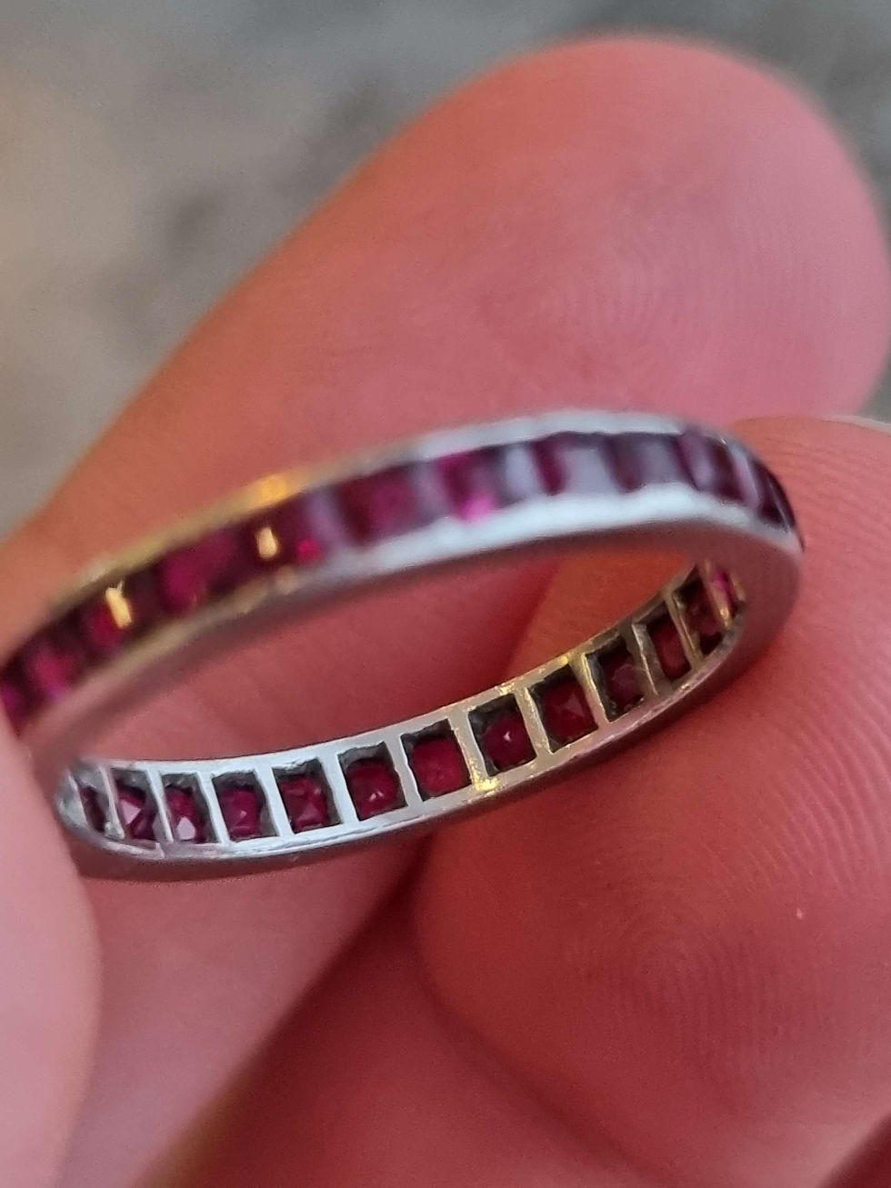 Thumbnail: Art Deco Boucheron Certified No Heat Burma Ruby Platinum Wedding Eternity Band R