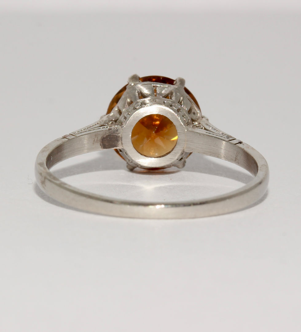 Thumbnail: Art Deco Fancy Orange Natural Zircon Platinum Solitaire Ring