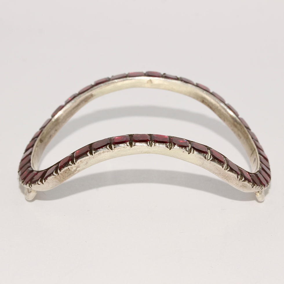 Thumbnail: Antique Georgian Garnet Buckle Conversion Cuff Bangle Bracelet
