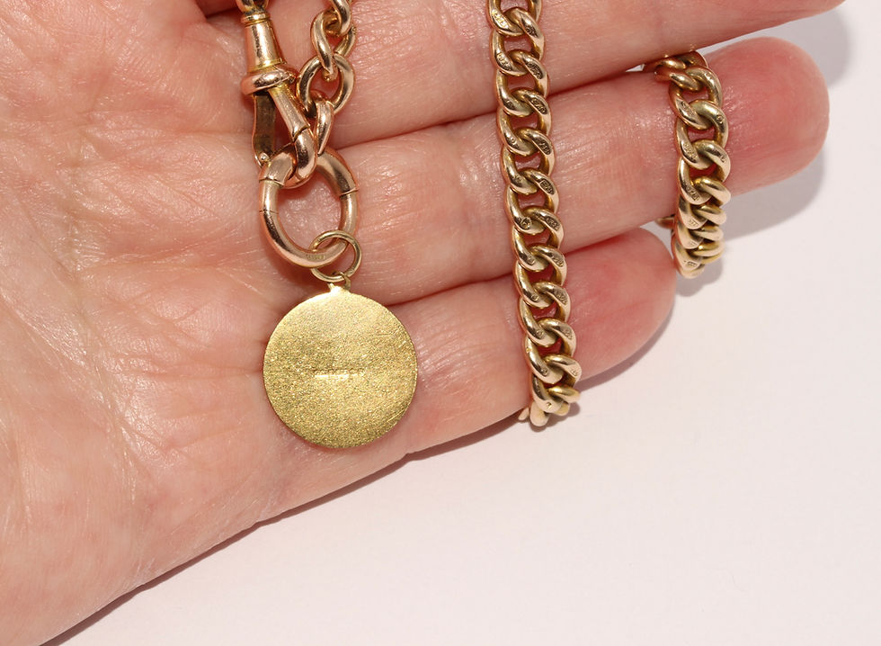 Thumbnail: Mid-Century English 9K Gold Aquarius Zodiac Pendant Charm Dated 1969