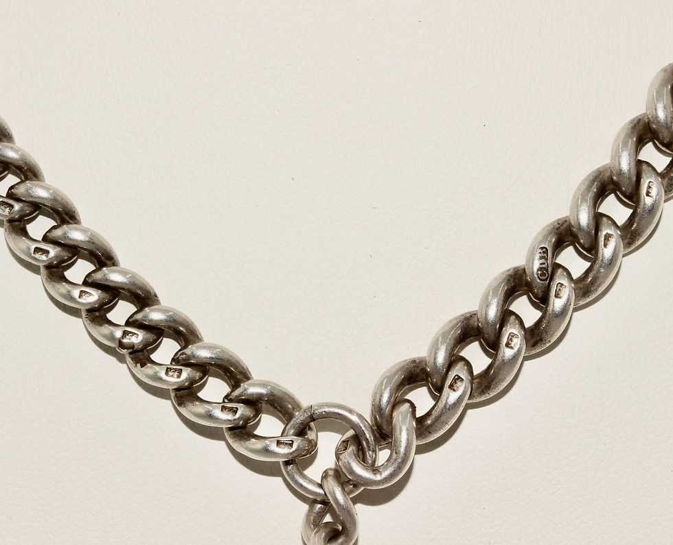 Thumbnail: Chunky Antique Victorian 15.2 Inch 53.23 Grams Solid Silver Albert Chain Necklac