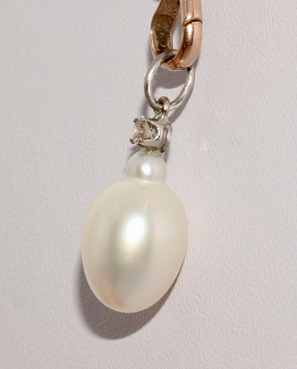 Thumbnail: Vintage South Sea Cultured Pearl Diamond Platinum Pendant
