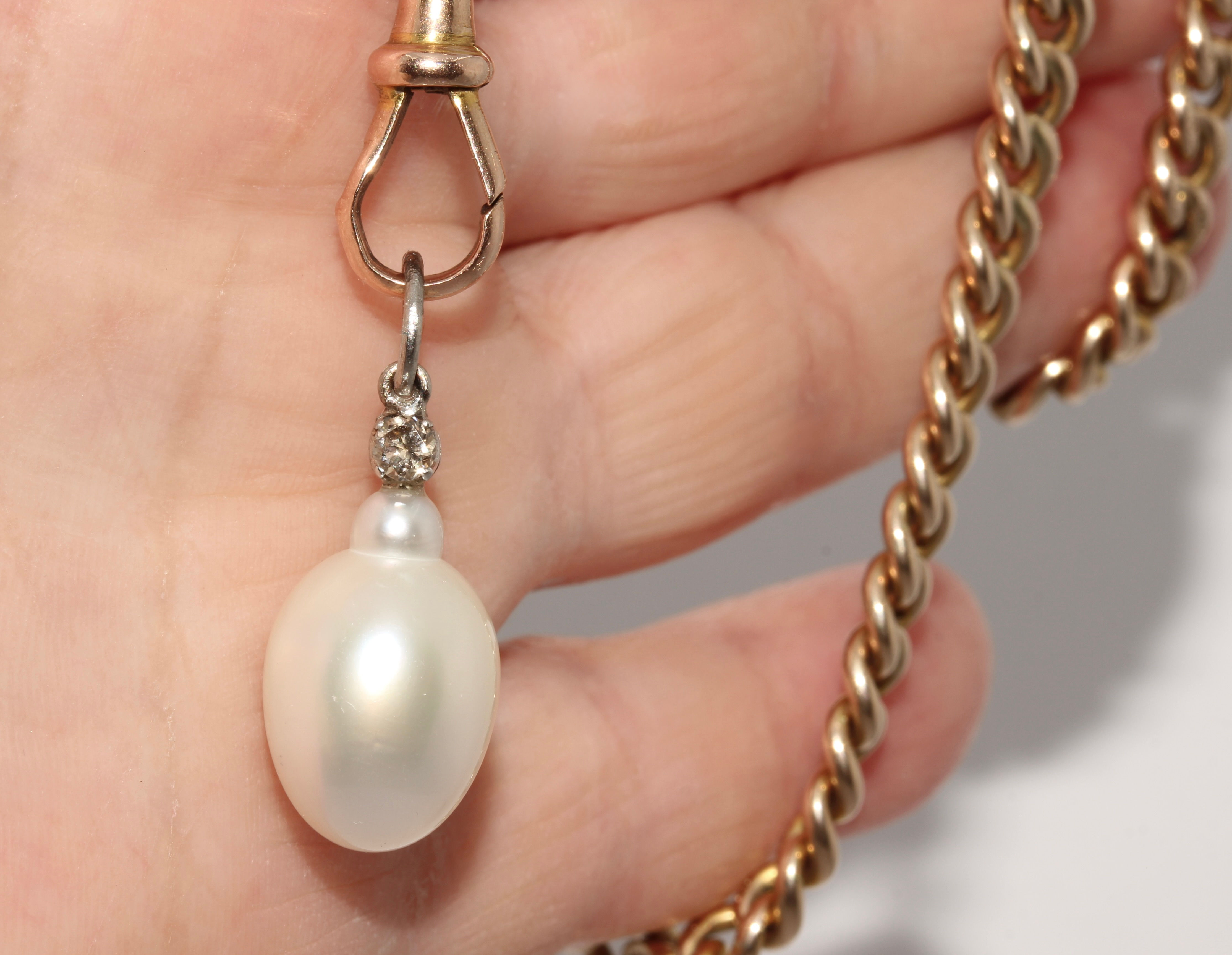 Vintage South Sea Cultured Pearl Diamond Platinum Pendant
