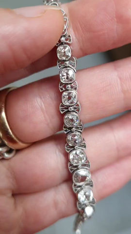 Thumbnail: Incredible Antique Edwardian platinum and diamond bracelet 
