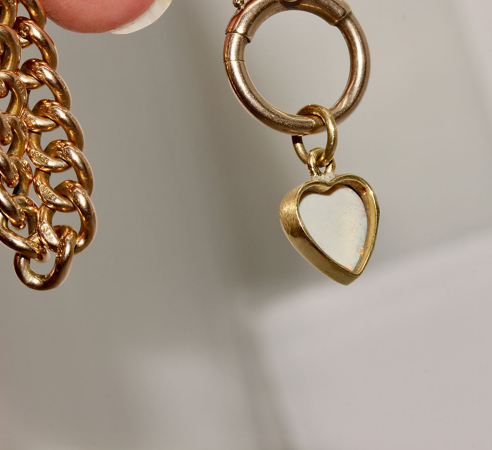 Thumbnail: Antique Edwardian Natural Opal Heart Pendant Charm Dangler