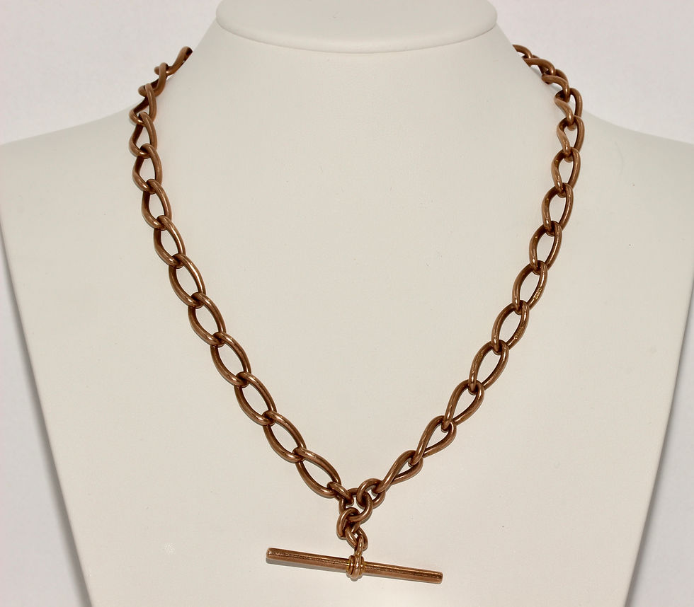 Thumbnail: Antique Edwardian Solid 9K Rose Gold 15.75 Inch Twist Link Albert Chain Necklace