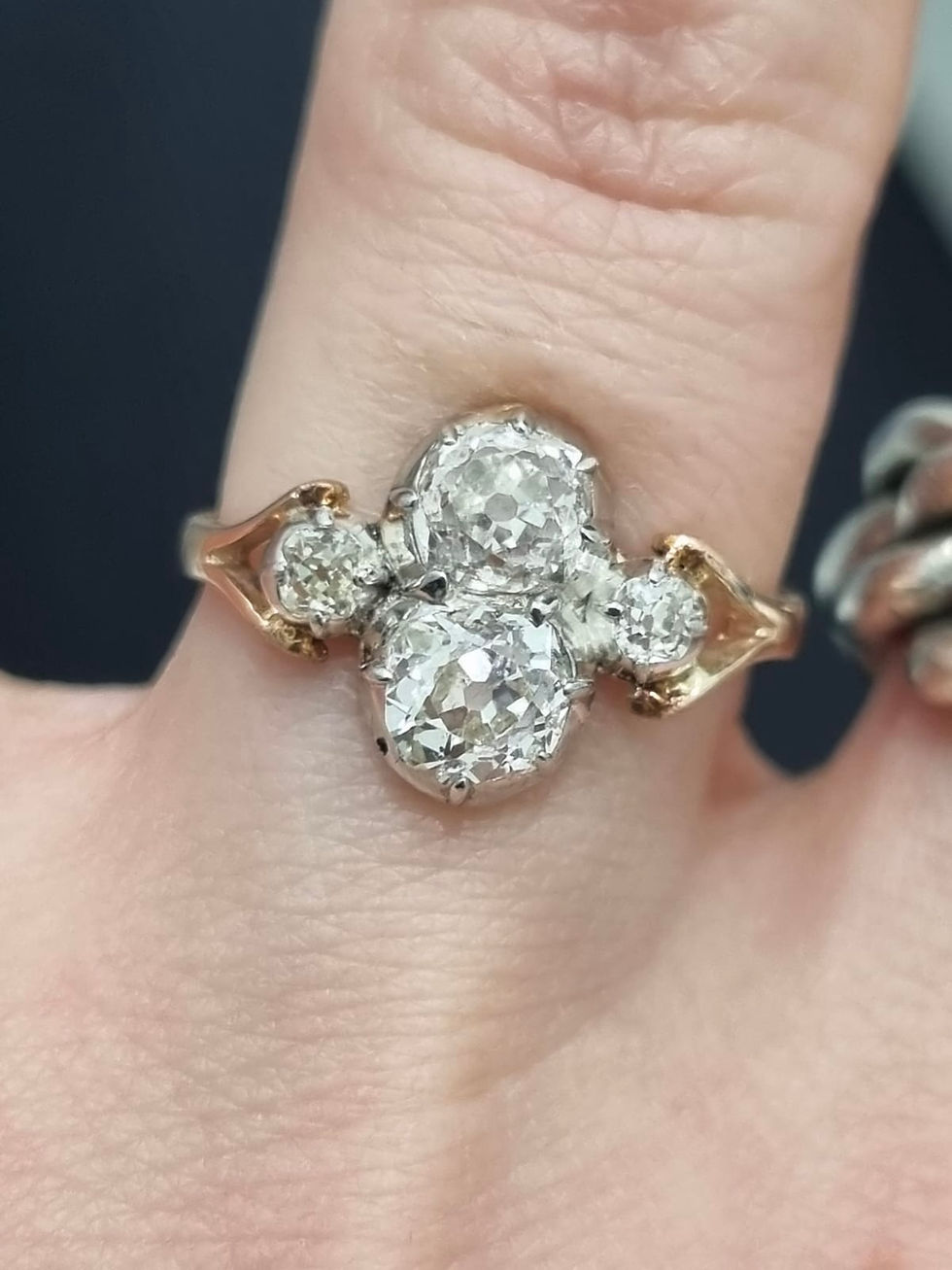 Thumbnail: Antique Early Victorian Old Mine Cut Diamond Ring