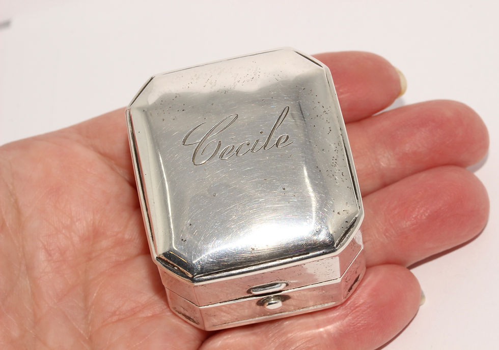 Thumbnail: Late Art Deco "Cecile" Sterling Silver Canadian Birks Engagement Ring Box