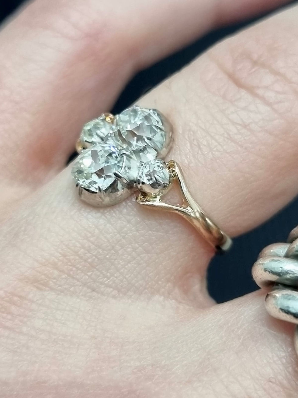 Thumbnail: Antique Early Victorian Old Mine Cut Diamond Ring