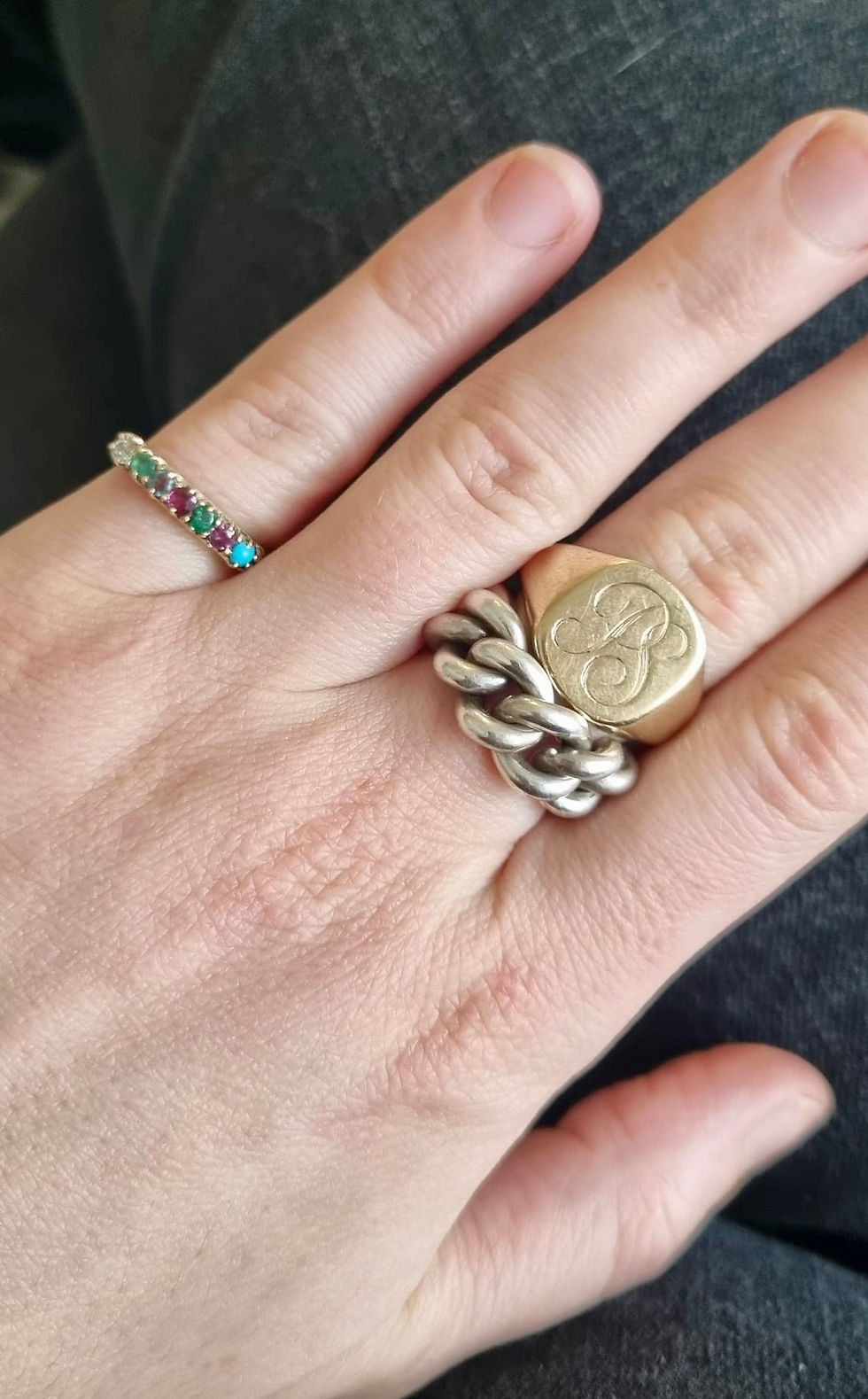 Thumbnail: Antique Victorian Acrostic Dearest 15K Gold Ring