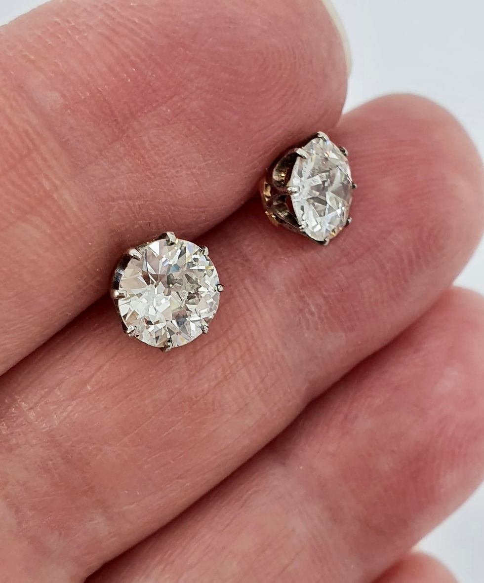 Thumbnail: Antique Est 1.90 Carat Certified Old European Cut Diamond Stud Earrings