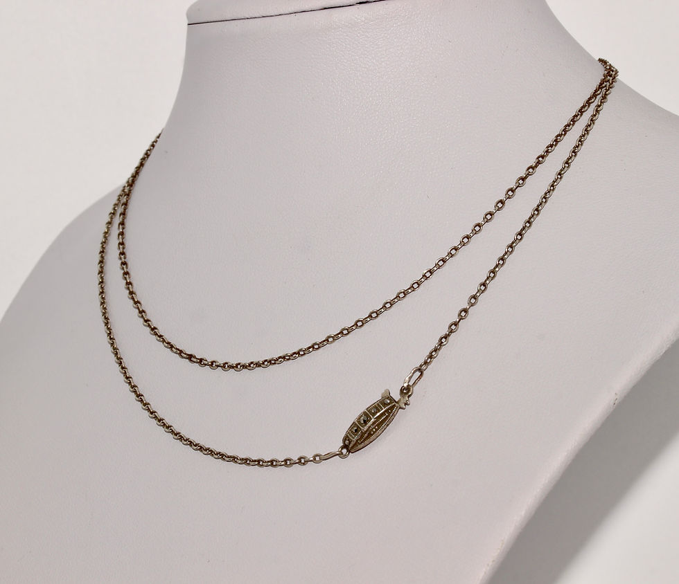Thumbnail: Art Deco Continental Silver Chain 27.5 Inch Necklace With Marcasite Clasp