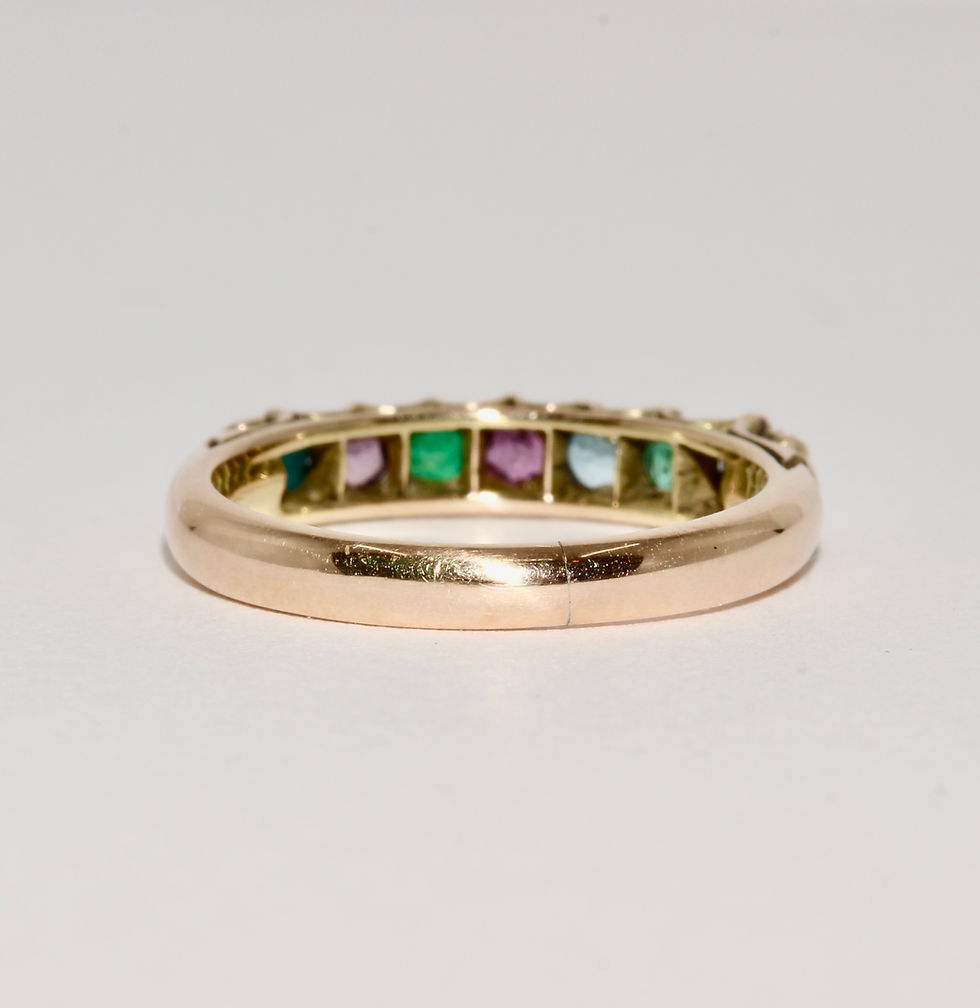 Thumbnail: Antique Victorian Acrostic Dearest 15K Gold Ring