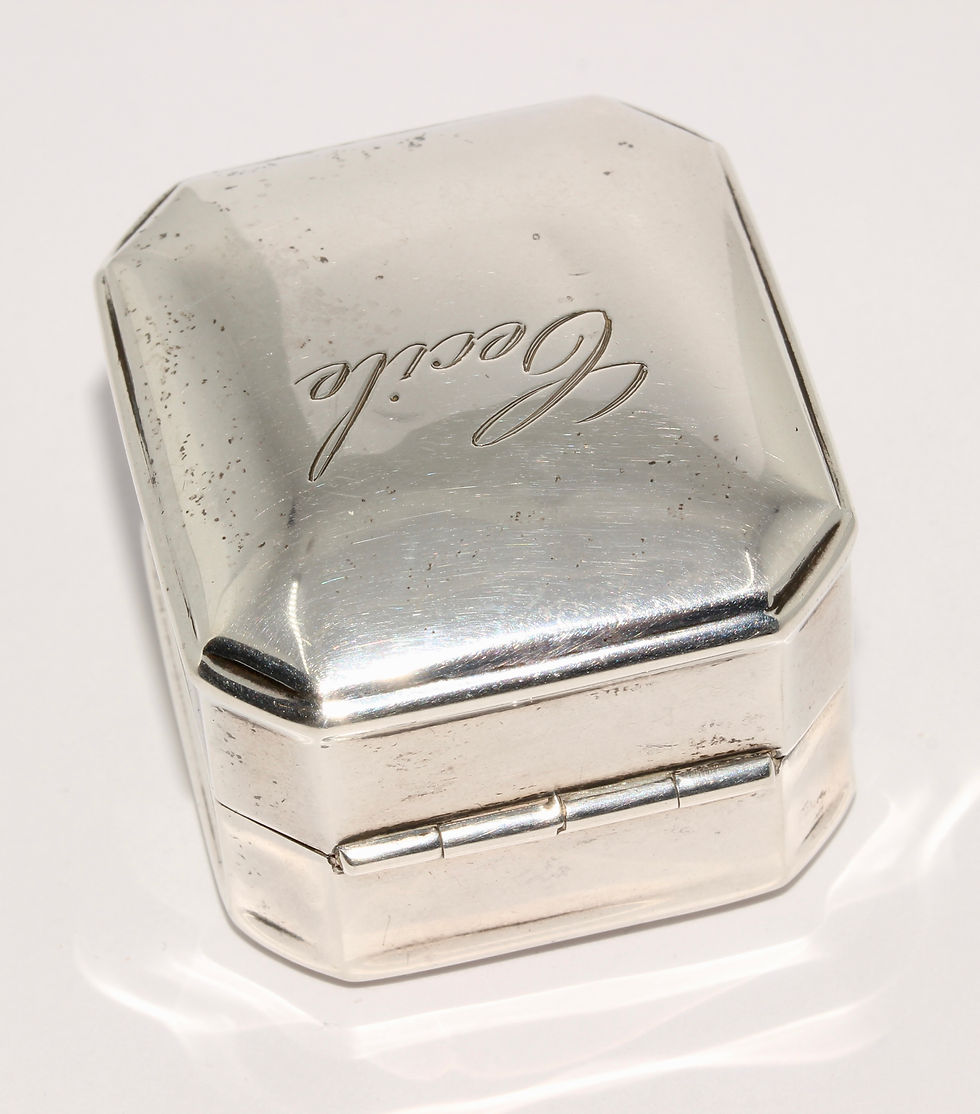 Thumbnail: Late Art Deco "Cecile" Sterling Silver Canadian Birks Engagement Ring Box