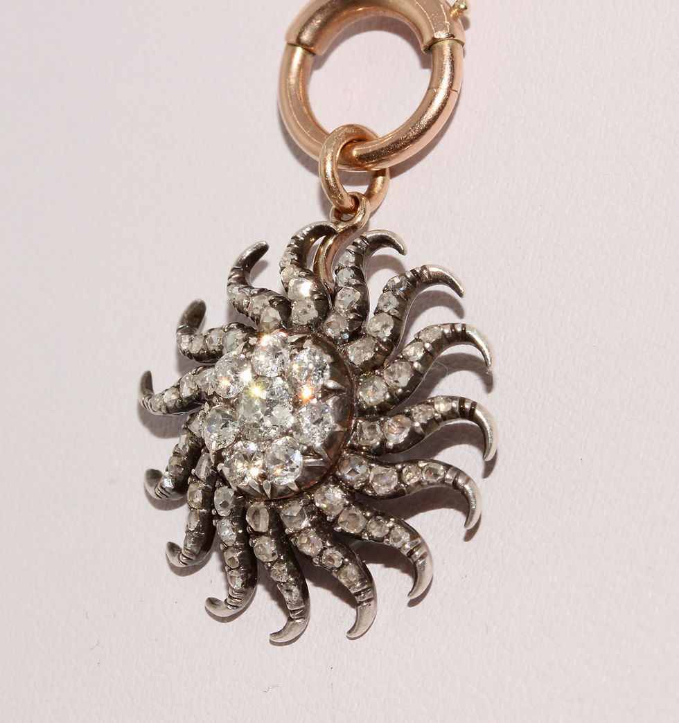 Thumbnail: Antique Victorian Diamond Starburst Brooch And Pendant