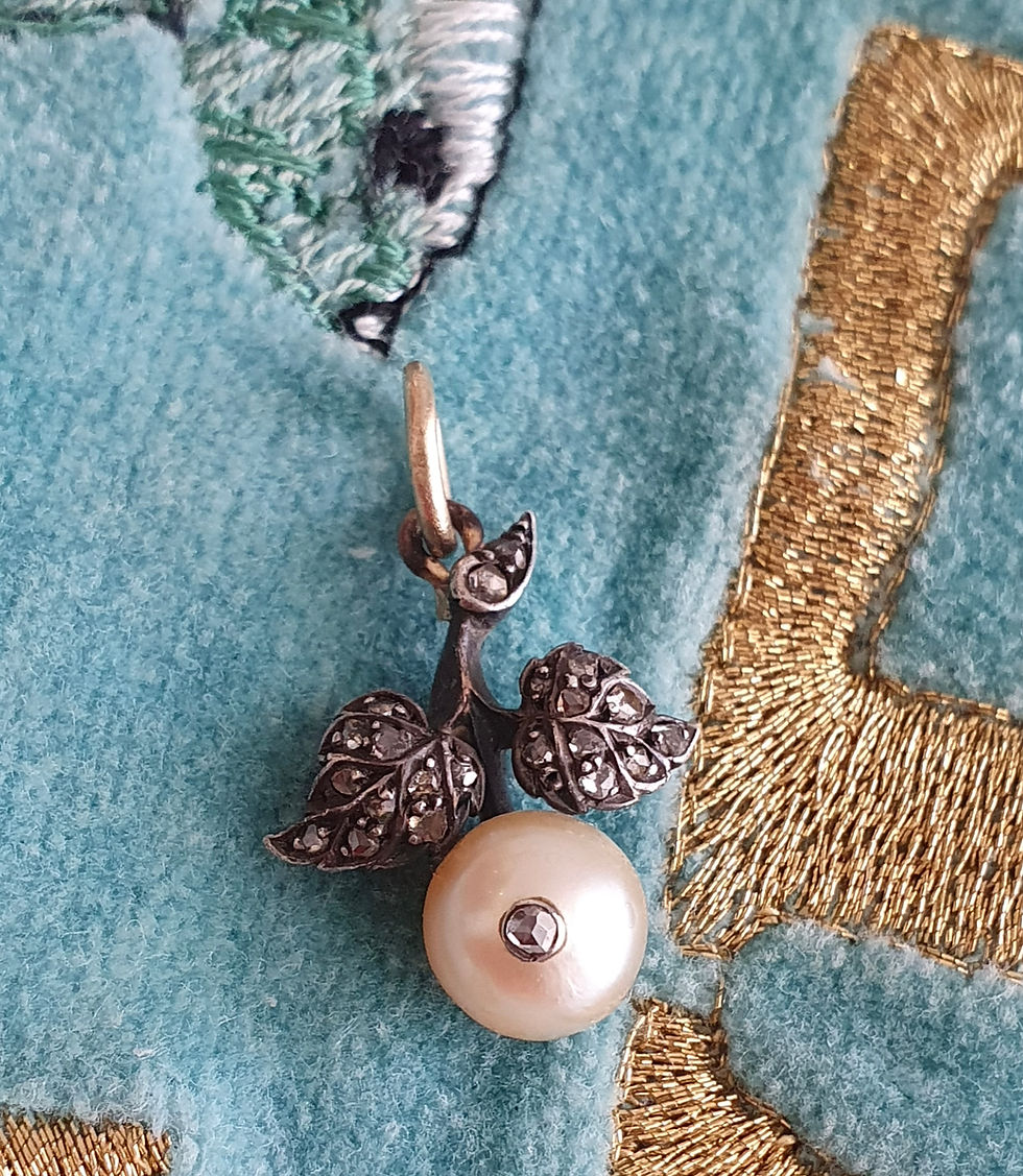 Thumbnail: Antique Victorian Pearl Rose Cut Diamond Pendant