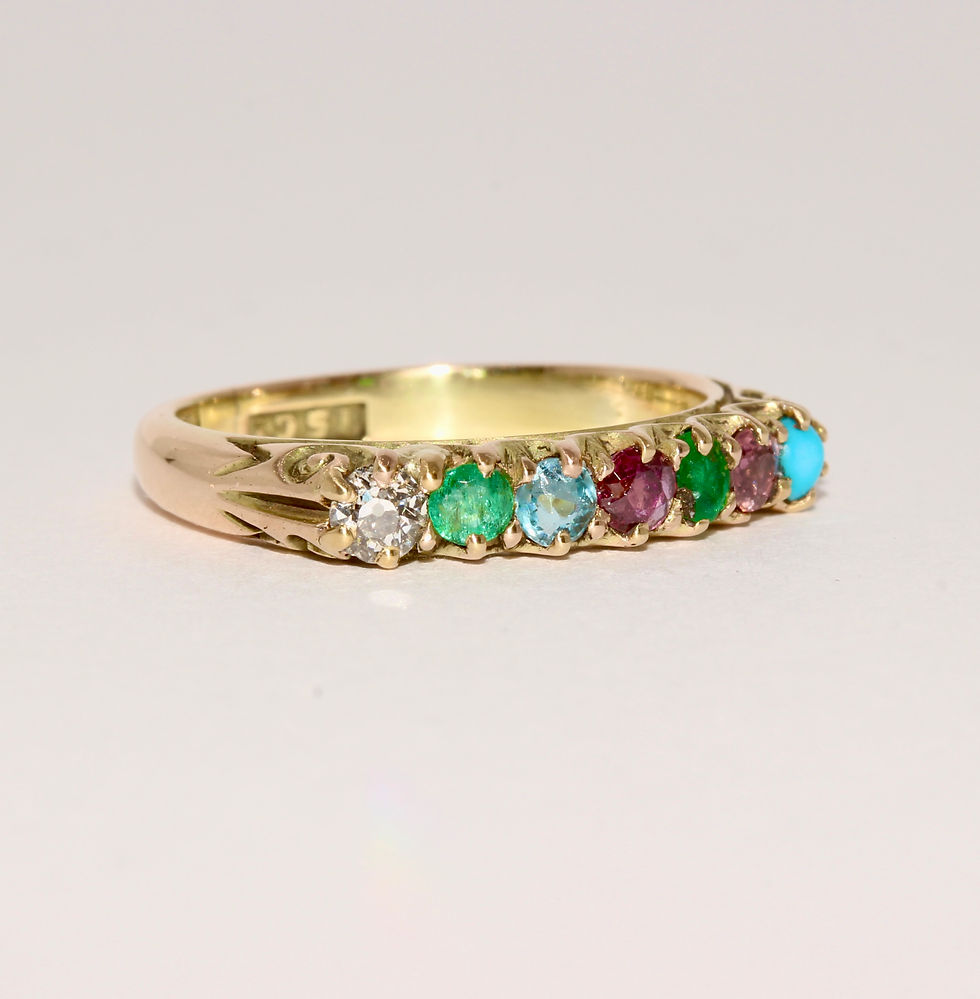 Thumbnail: Antique Victorian Acrostic Dearest 15K Gold Ring
