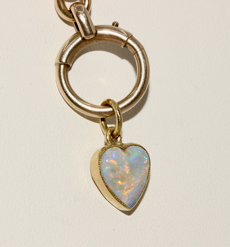 Thumbnail: Antique Edwardian Natural Opal Heart Pendant Charm Dangler