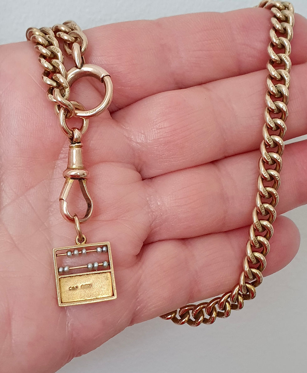 Thumbnail: Art Deco I LOVE YOU Enamel Pearl Abacus Charm Pendant
